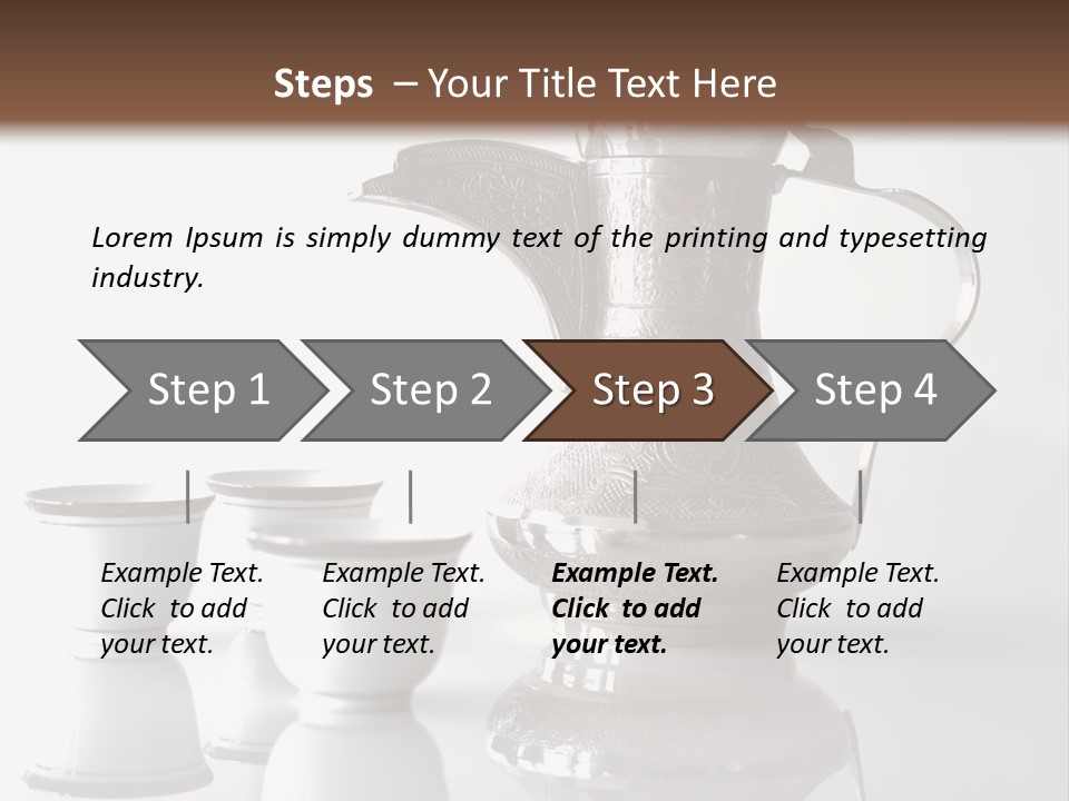 A Tea Pot And Three Cups On A Table PowerPoint Template