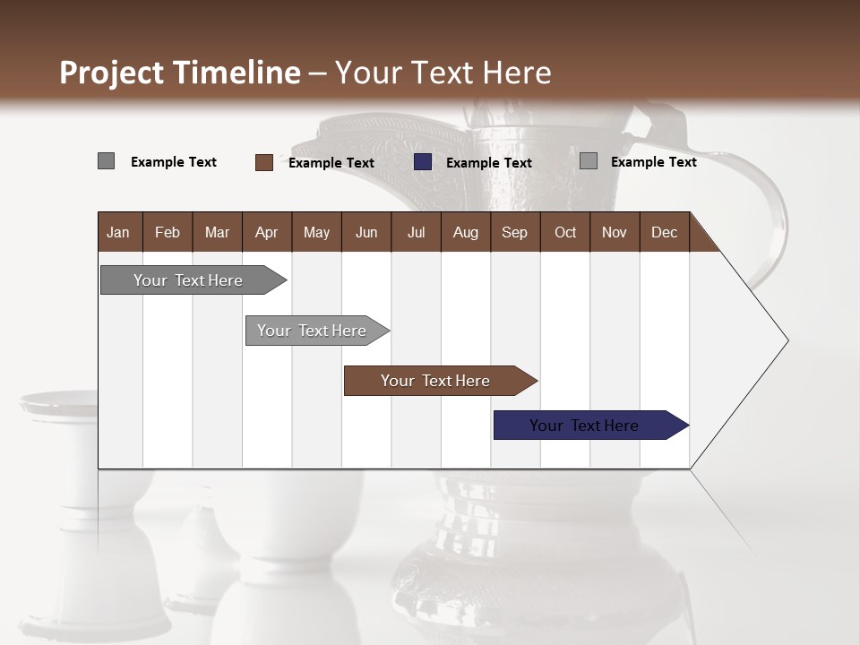 A Tea Pot And Three Cups On A Table PowerPoint Template