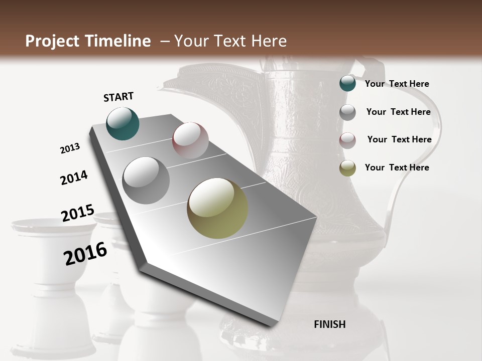 A Tea Pot And Three Cups On A Table PowerPoint Template