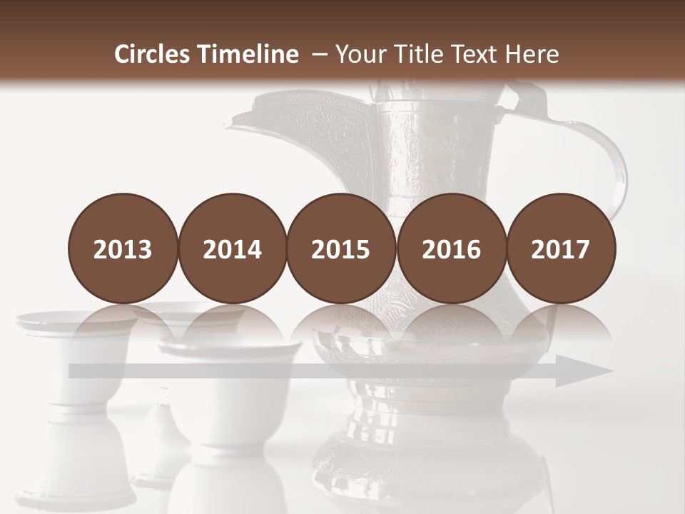 A Tea Pot And Three Cups On A Table PowerPoint Template