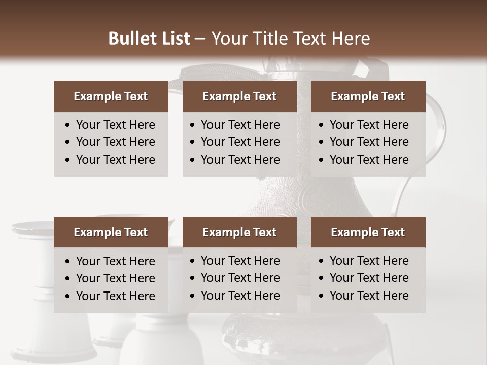 A Tea Pot And Three Cups On A Table PowerPoint Template