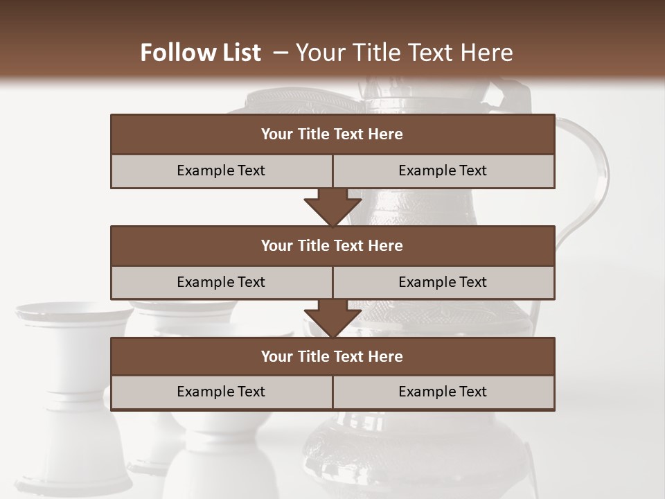 A Tea Pot And Three Cups On A Table PowerPoint Template