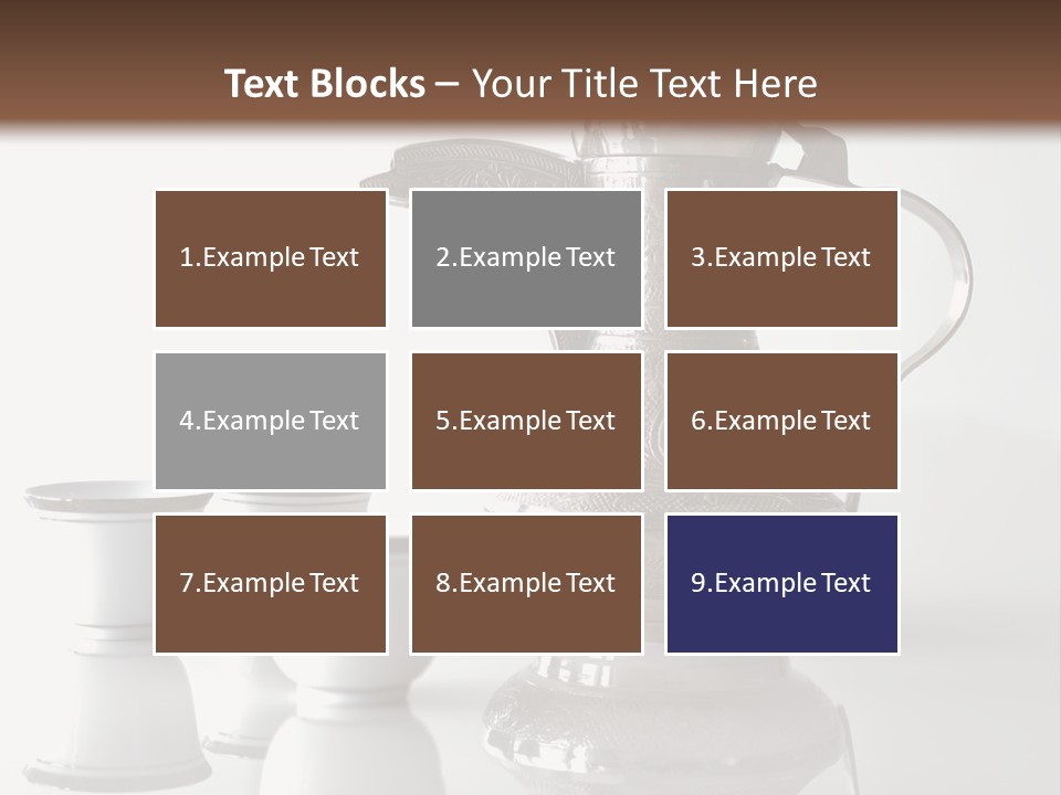 A Tea Pot And Three Cups On A Table PowerPoint Template