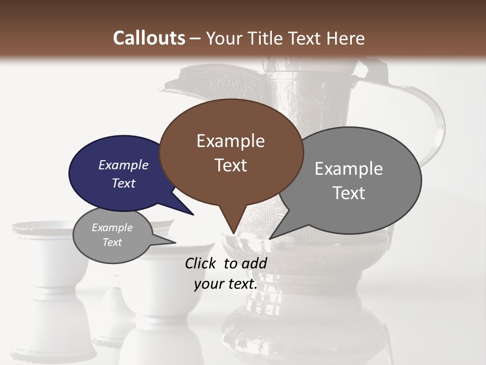 A Tea Pot And Three Cups On A Table PowerPoint Template