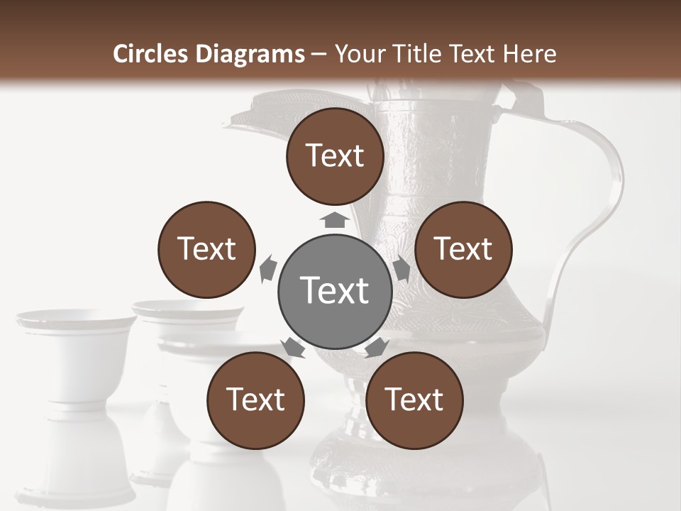A Tea Pot And Three Cups On A Table PowerPoint Template