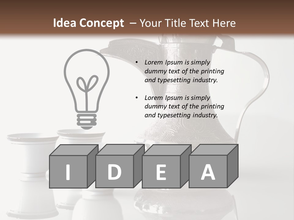 A Tea Pot And Three Cups On A Table PowerPoint Template