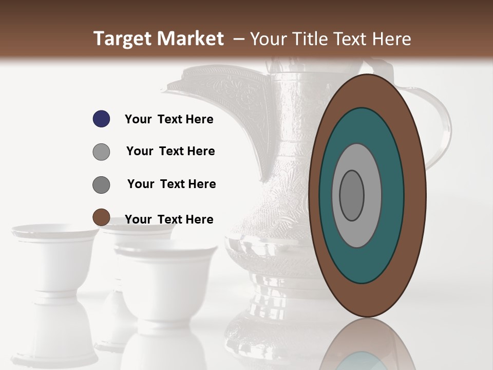 A Tea Pot And Three Cups On A Table PowerPoint Template