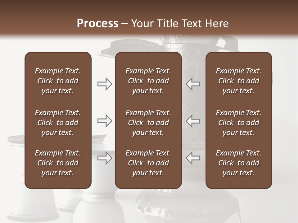 A Tea Pot And Three Cups On A Table PowerPoint Template