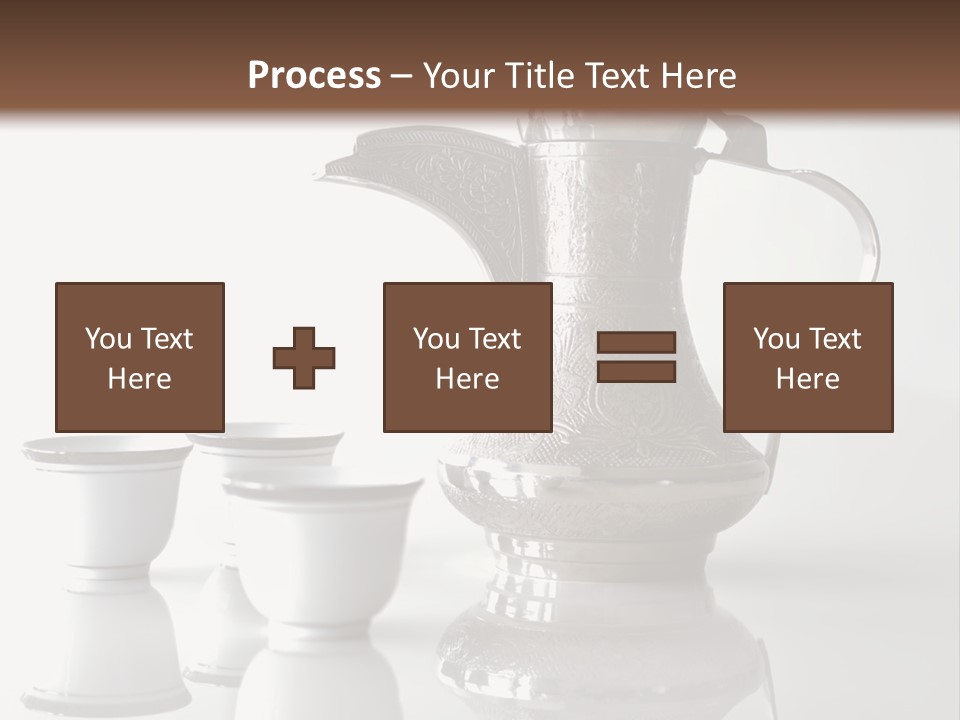 A Tea Pot And Three Cups On A Table PowerPoint Template