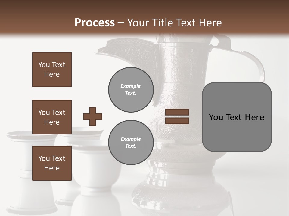 A Tea Pot And Three Cups On A Table PowerPoint Template