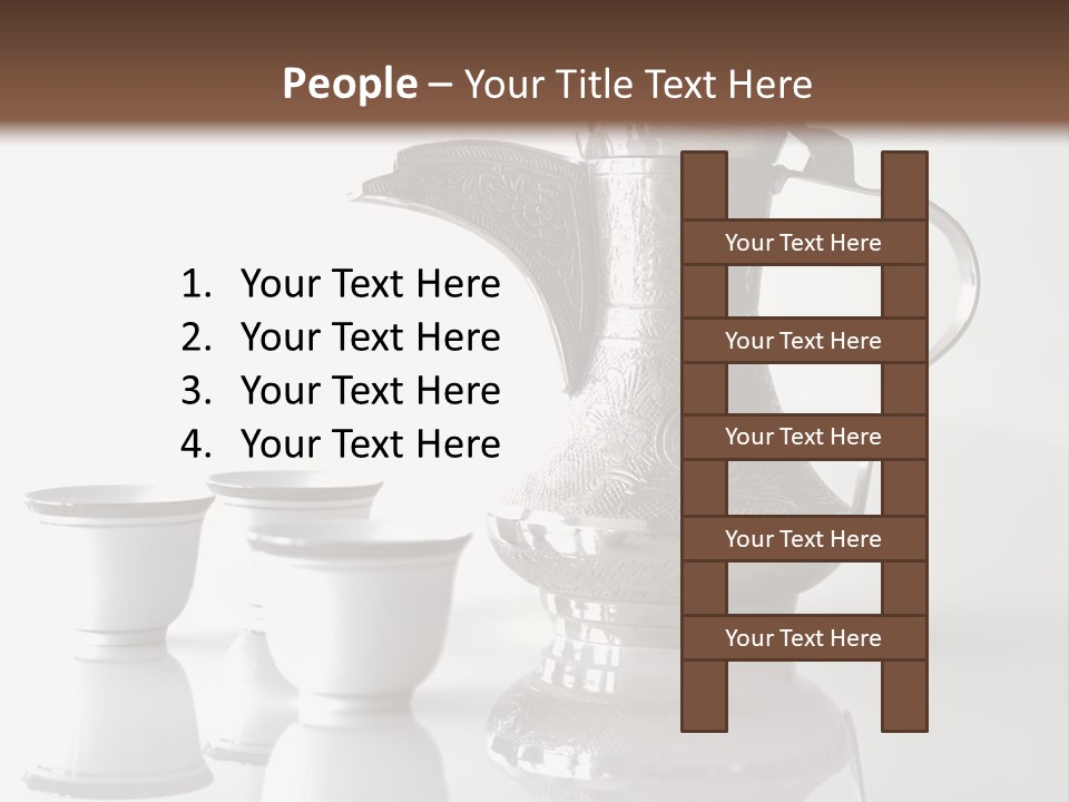 A Tea Pot And Three Cups On A Table PowerPoint Template