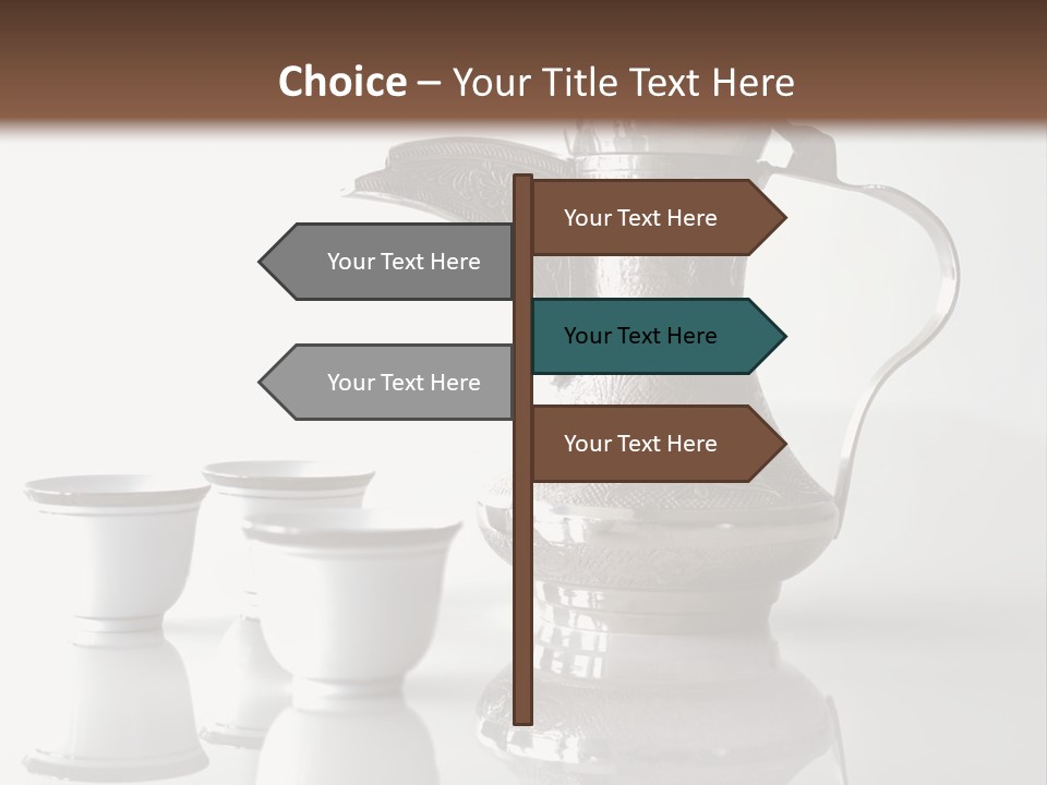 A Tea Pot And Three Cups On A Table PowerPoint Template