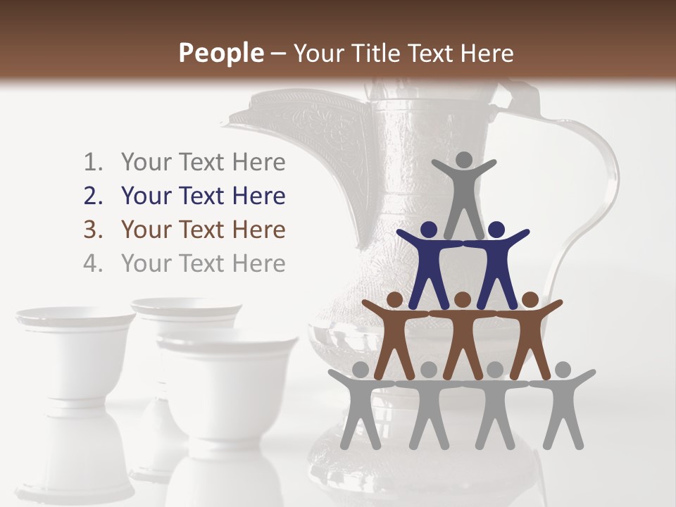 A Tea Pot And Three Cups On A Table PowerPoint Template