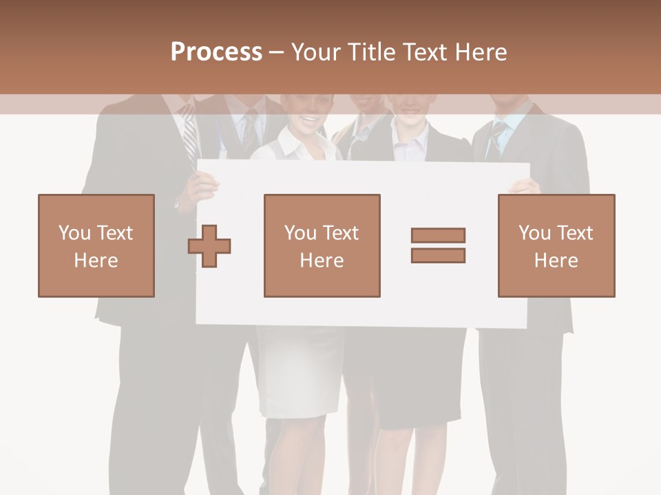 A Group Of Business People Holding A White Board PowerPoint Template