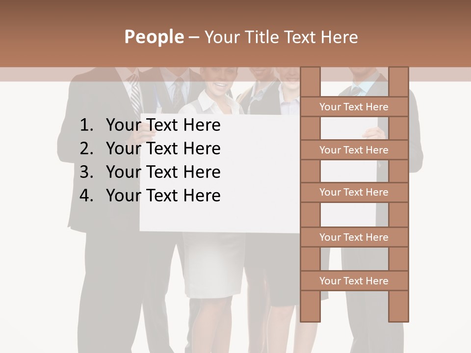 A Group Of Business People Holding A White Board PowerPoint Template