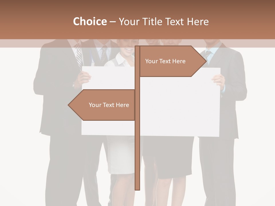 A Group Of Business People Holding A White Board PowerPoint Template