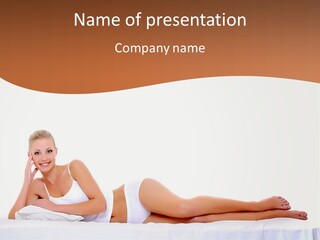 A Woman In A White Bikini Laying On A Bed PowerPoint Template