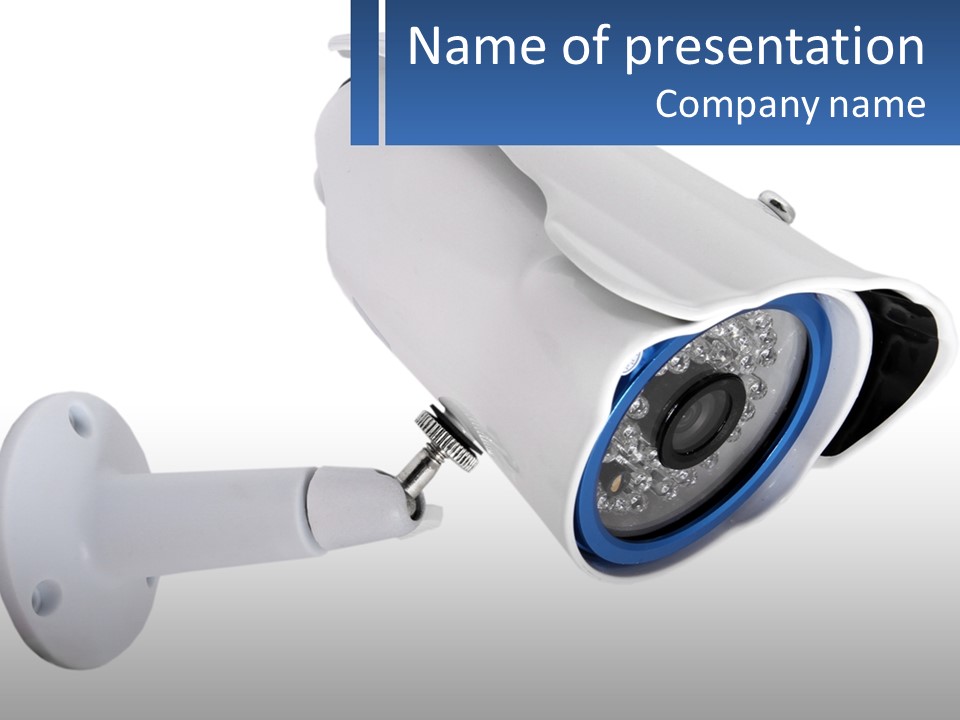 A Security Camera With The Name Of The Company PowerPoint Template