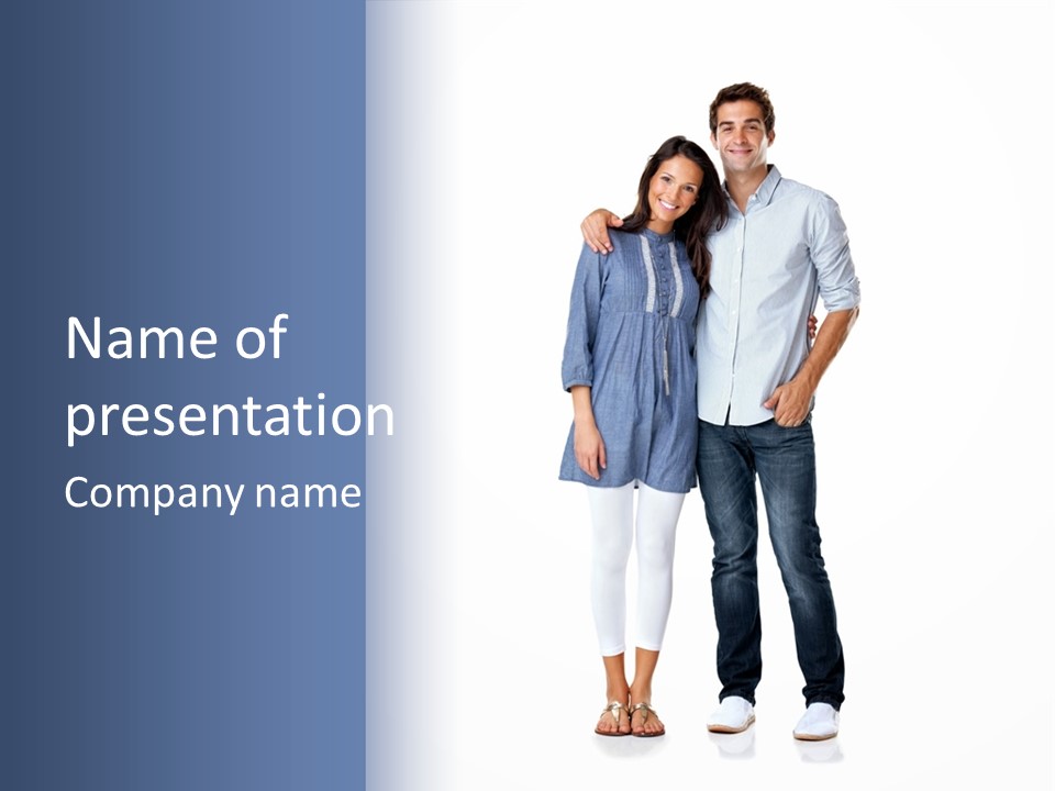 A Man And Woman Standing Next To Each Other PowerPoint Template