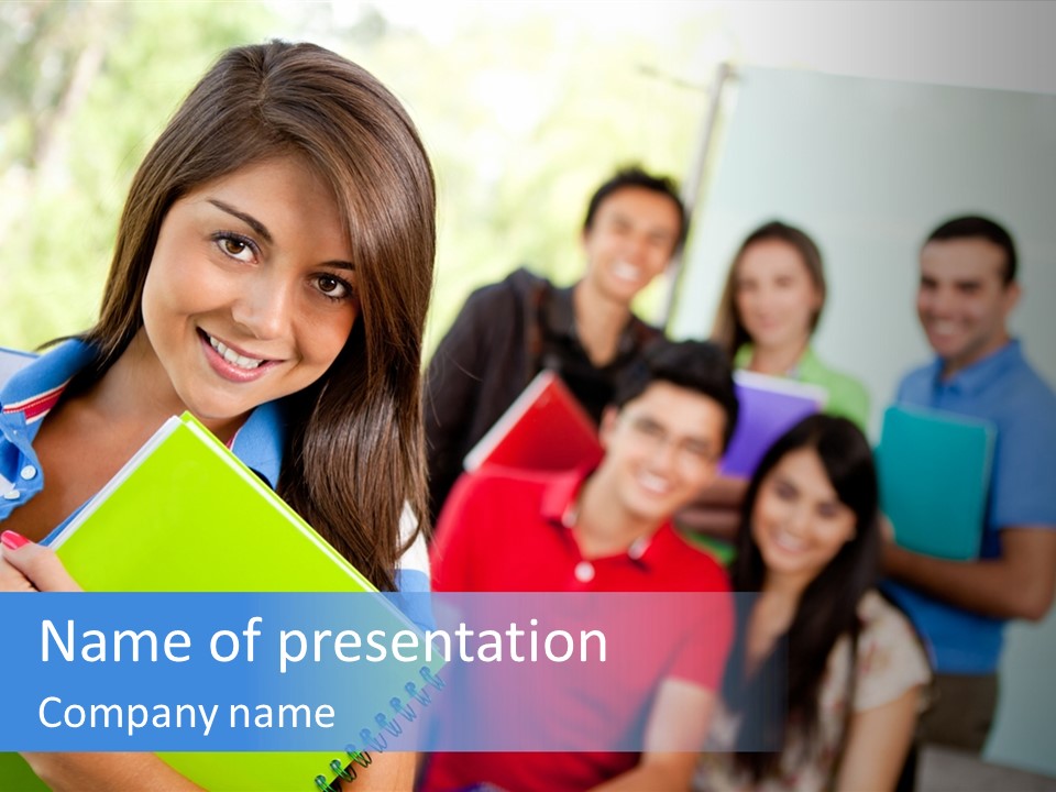 A Group Of People Standing In A Line Holding Folders PowerPoint Template