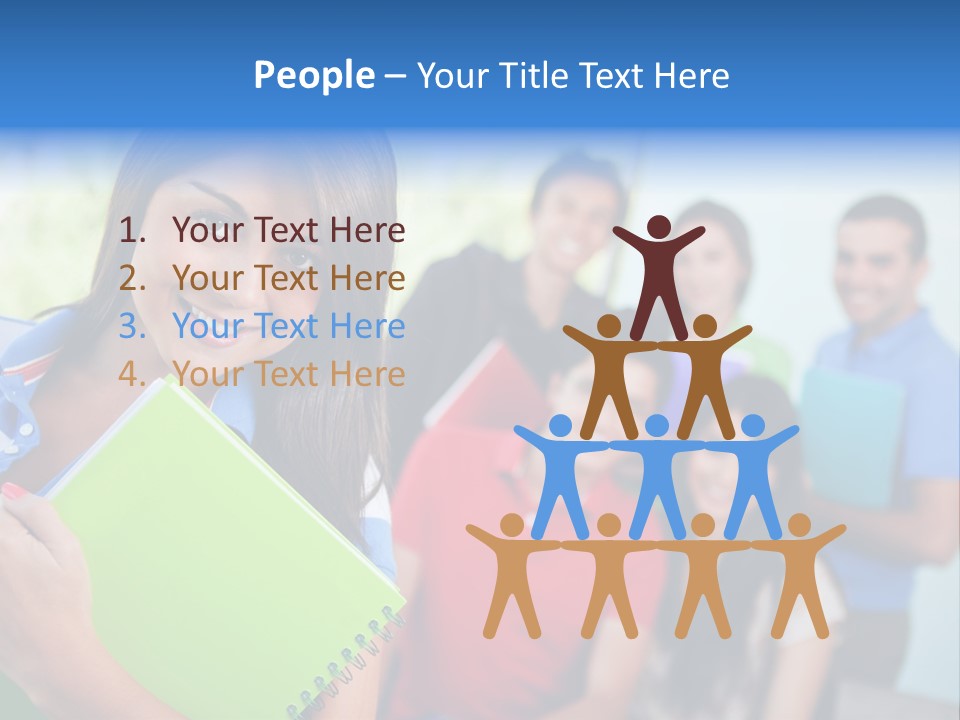 A Group Of People Standing In A Line Holding Folders PowerPoint Template