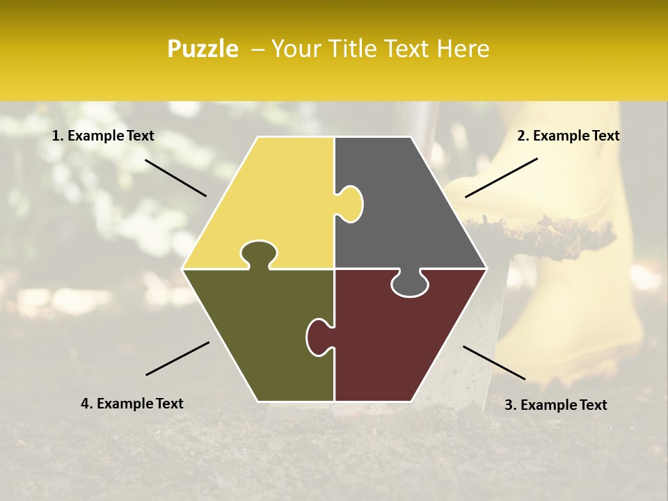 A Person In Yellow Rubber Boots Digging In The Dirt With A Shovel PowerPoint Template