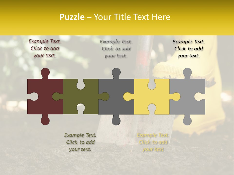 A Person In Yellow Rubber Boots Digging In The Dirt With A Shovel PowerPoint Template