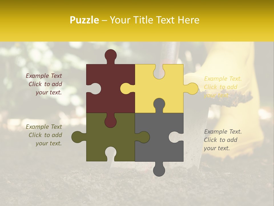 A Person In Yellow Rubber Boots Digging In The Dirt With A Shovel PowerPoint Template