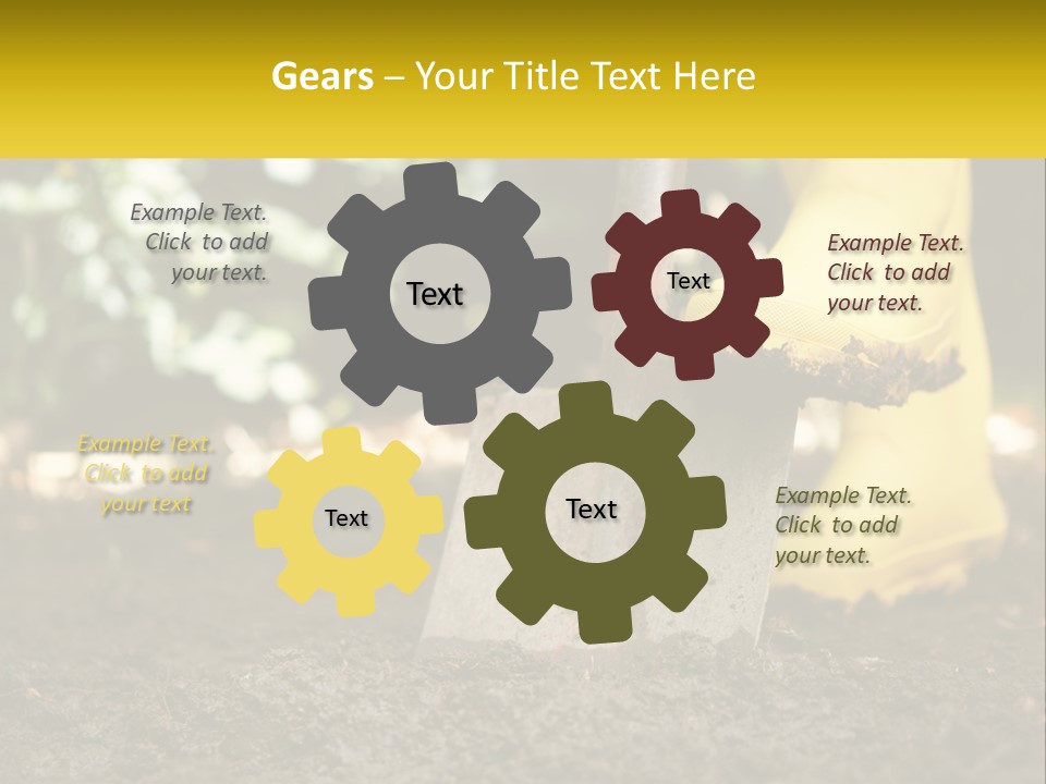 A Person In Yellow Rubber Boots Digging In The Dirt With A Shovel PowerPoint Template