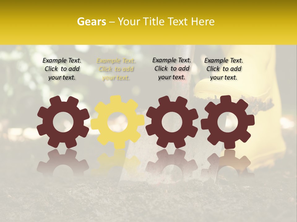 A Person In Yellow Rubber Boots Digging In The Dirt With A Shovel PowerPoint Template