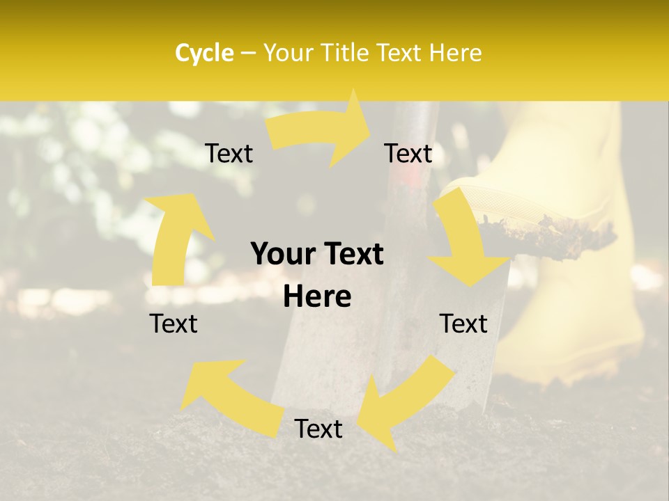 A Person In Yellow Rubber Boots Digging In The Dirt With A Shovel PowerPoint Template