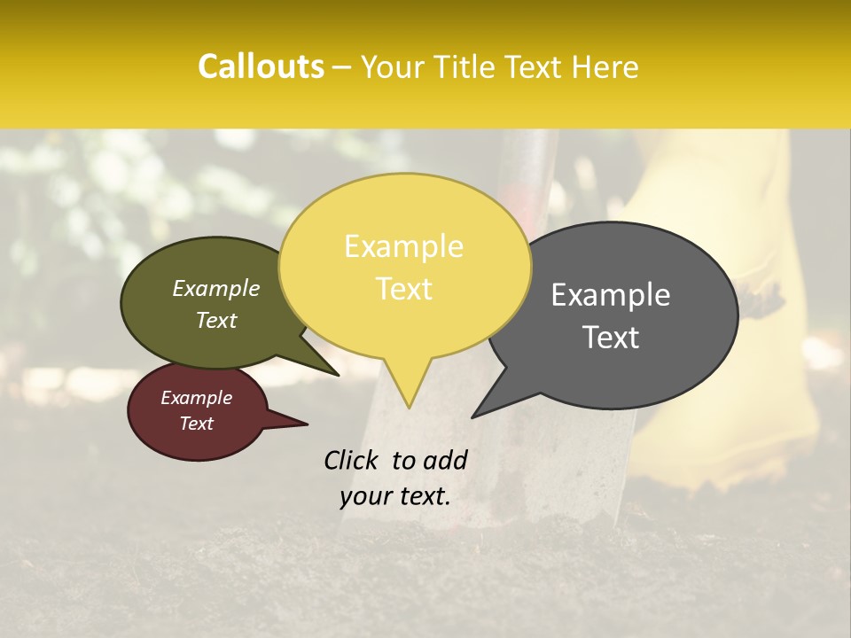 A Person In Yellow Rubber Boots Digging In The Dirt With A Shovel PowerPoint Template