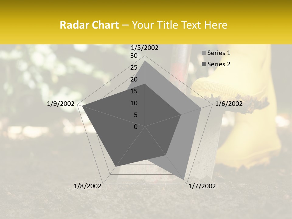 A Person In Yellow Rubber Boots Digging In The Dirt With A Shovel PowerPoint Template