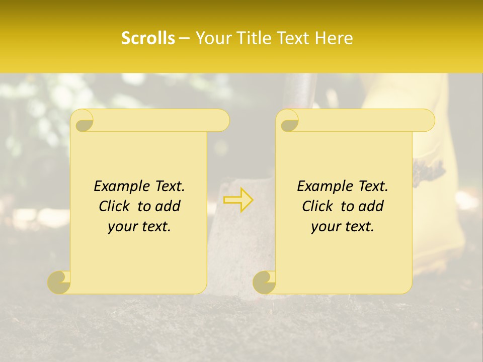 A Person In Yellow Rubber Boots Digging In The Dirt With A Shovel PowerPoint Template