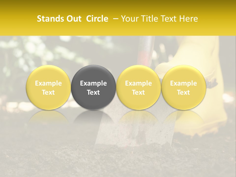 A Person In Yellow Rubber Boots Digging In The Dirt With A Shovel PowerPoint Template