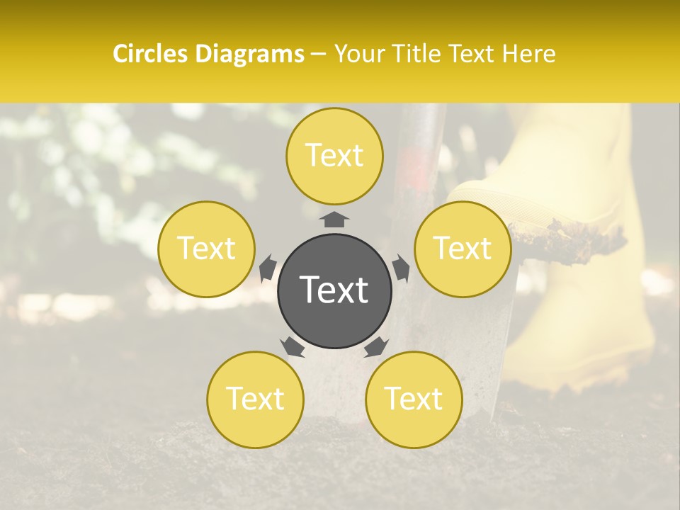 A Person In Yellow Rubber Boots Digging In The Dirt With A Shovel PowerPoint Template