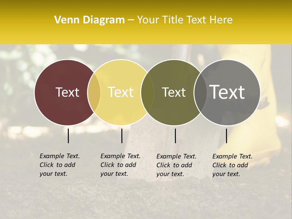A Person In Yellow Rubber Boots Digging In The Dirt With A Shovel PowerPoint Template