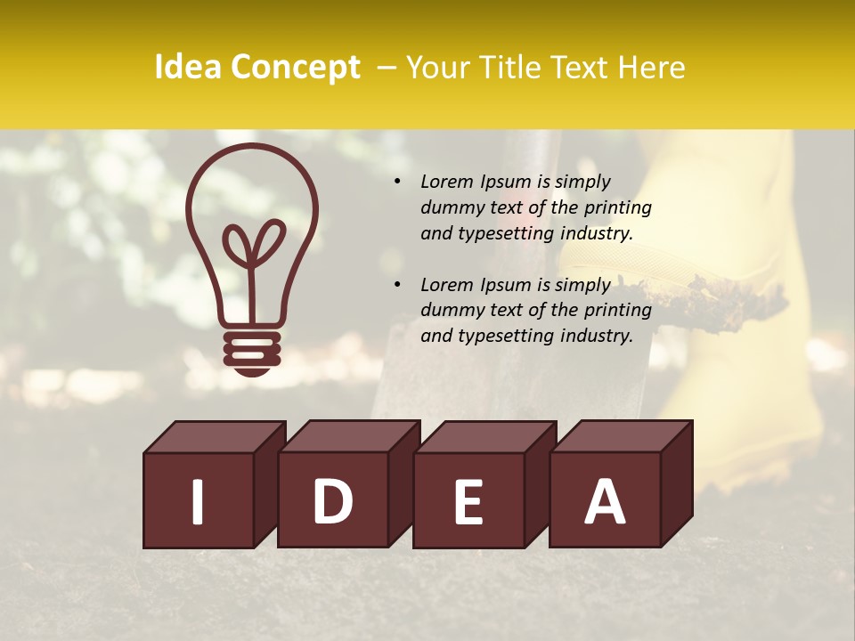 A Person In Yellow Rubber Boots Digging In The Dirt With A Shovel PowerPoint Template