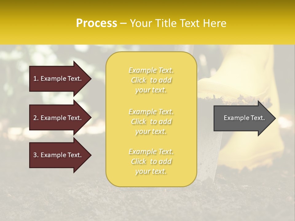 A Person In Yellow Rubber Boots Digging In The Dirt With A Shovel PowerPoint Template