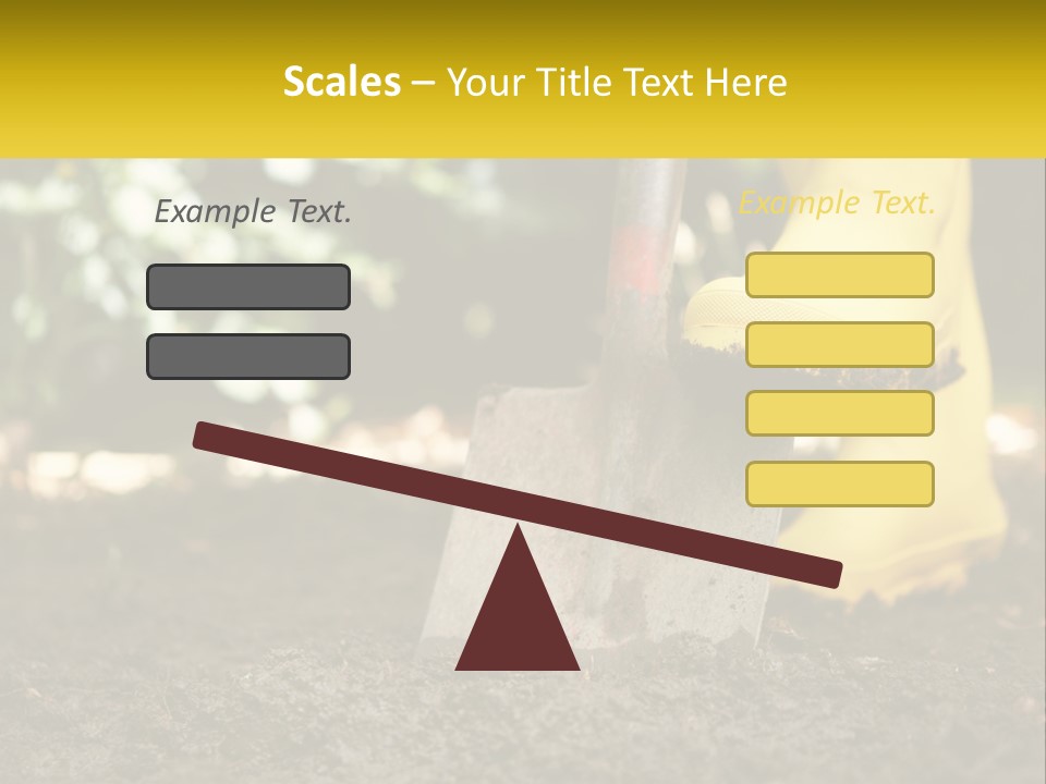 A Person In Yellow Rubber Boots Digging In The Dirt With A Shovel PowerPoint Template