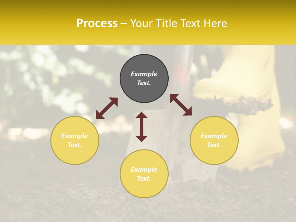 A Person In Yellow Rubber Boots Digging In The Dirt With A Shovel PowerPoint Template