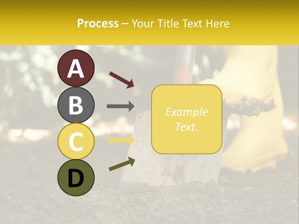A Person In Yellow Rubber Boots Digging In The Dirt With A Shovel PowerPoint Template