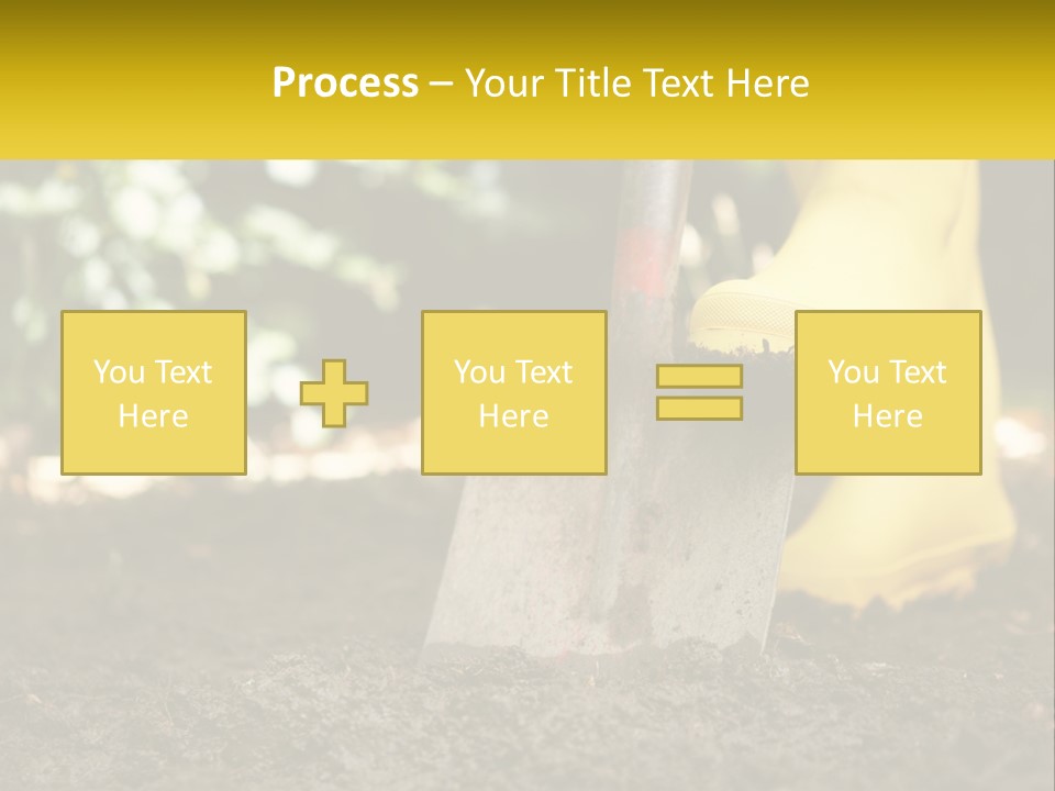 A Person In Yellow Rubber Boots Digging In The Dirt With A Shovel PowerPoint Template