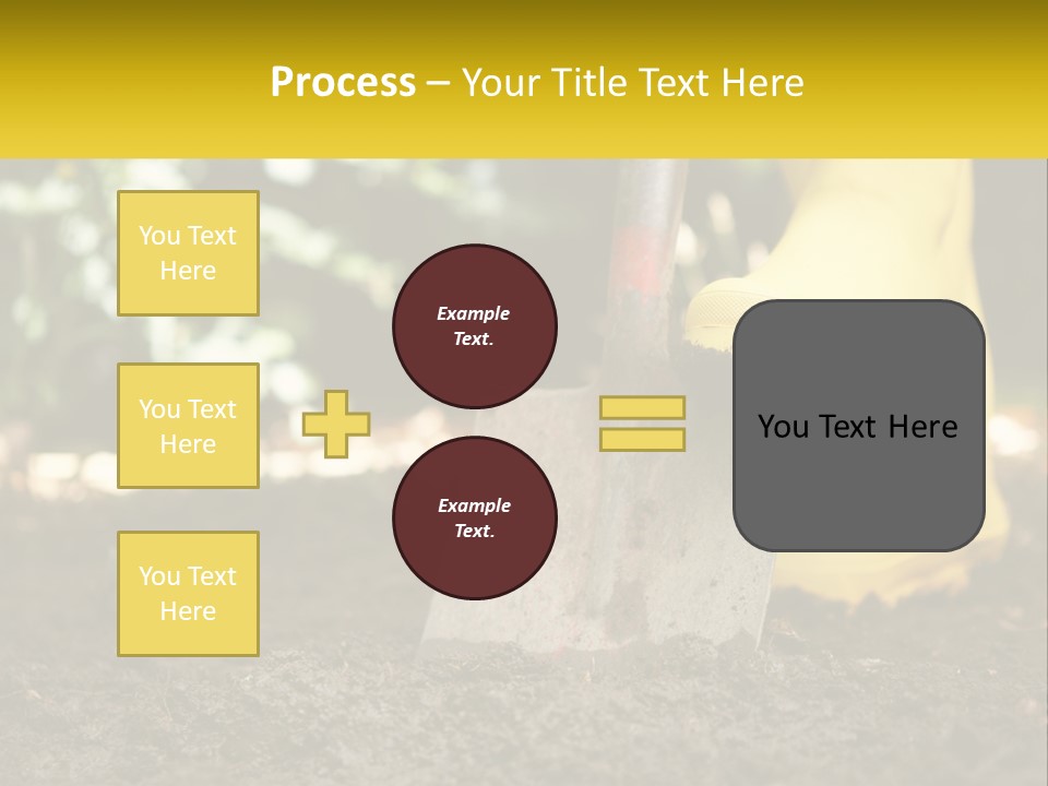 A Person In Yellow Rubber Boots Digging In The Dirt With A Shovel PowerPoint Template