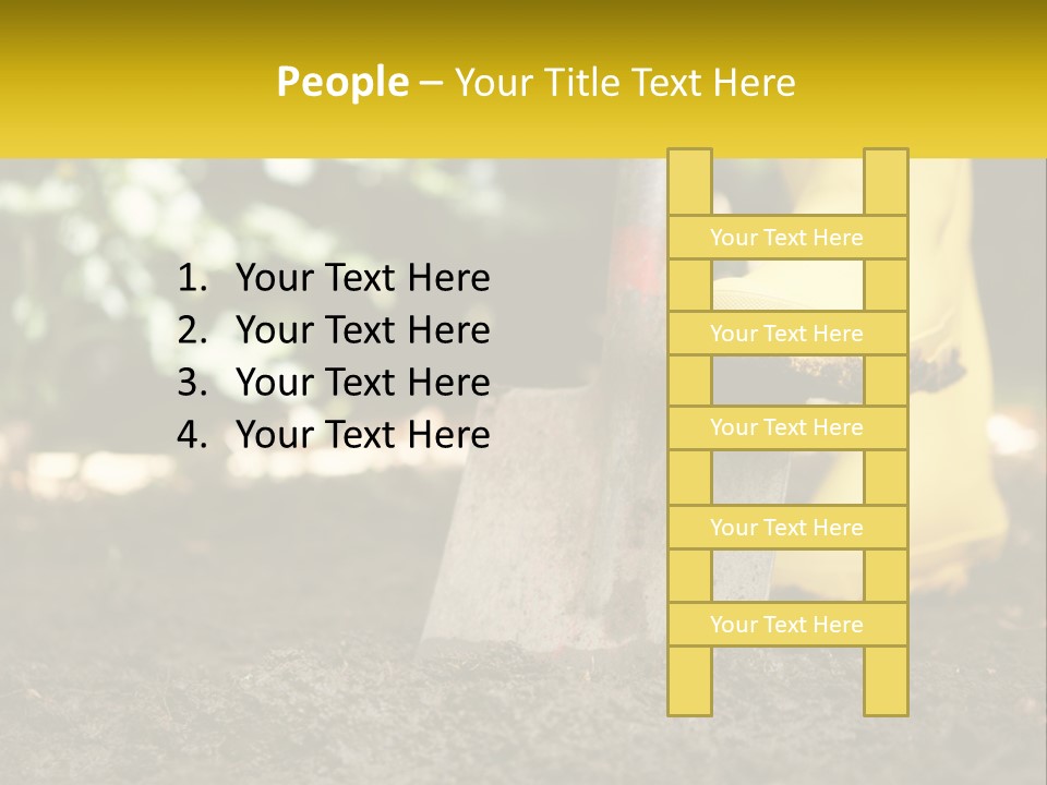 A Person In Yellow Rubber Boots Digging In The Dirt With A Shovel PowerPoint Template