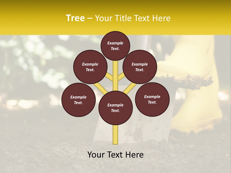 A Person In Yellow Rubber Boots Digging In The Dirt With A Shovel PowerPoint Template