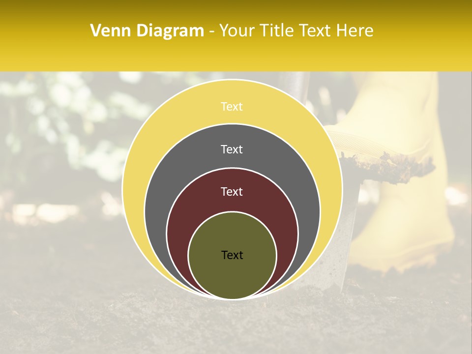 A Person In Yellow Rubber Boots Digging In The Dirt With A Shovel PowerPoint Template
