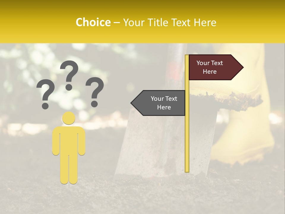 A Person In Yellow Rubber Boots Digging In The Dirt With A Shovel PowerPoint Template
