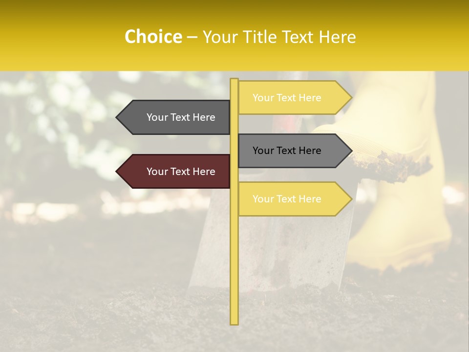 A Person In Yellow Rubber Boots Digging In The Dirt With A Shovel PowerPoint Template