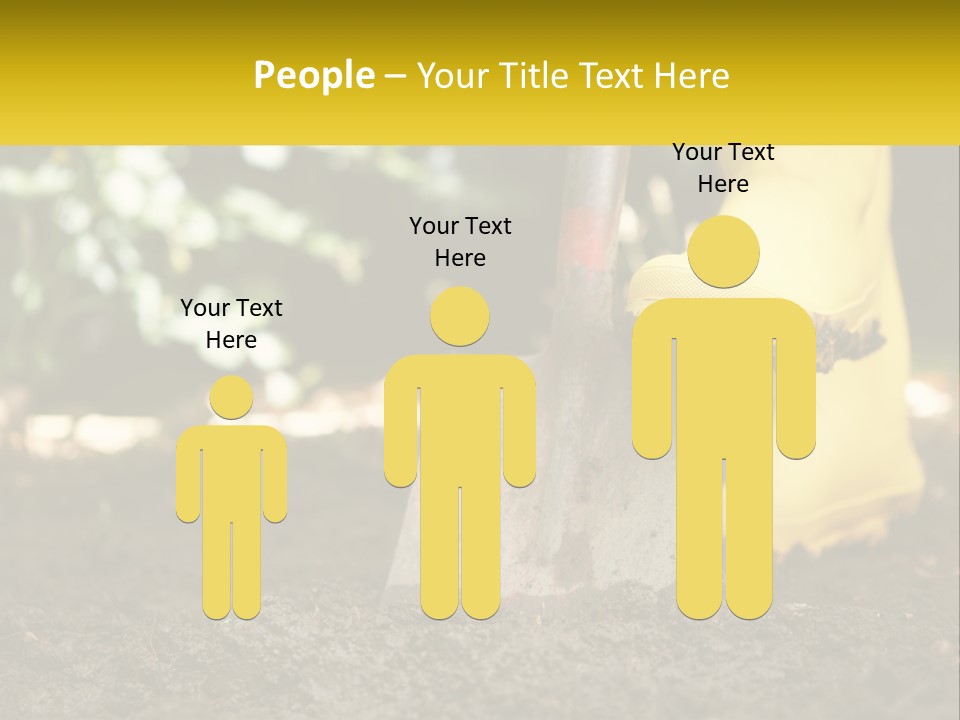 A Person In Yellow Rubber Boots Digging In The Dirt With A Shovel PowerPoint Template